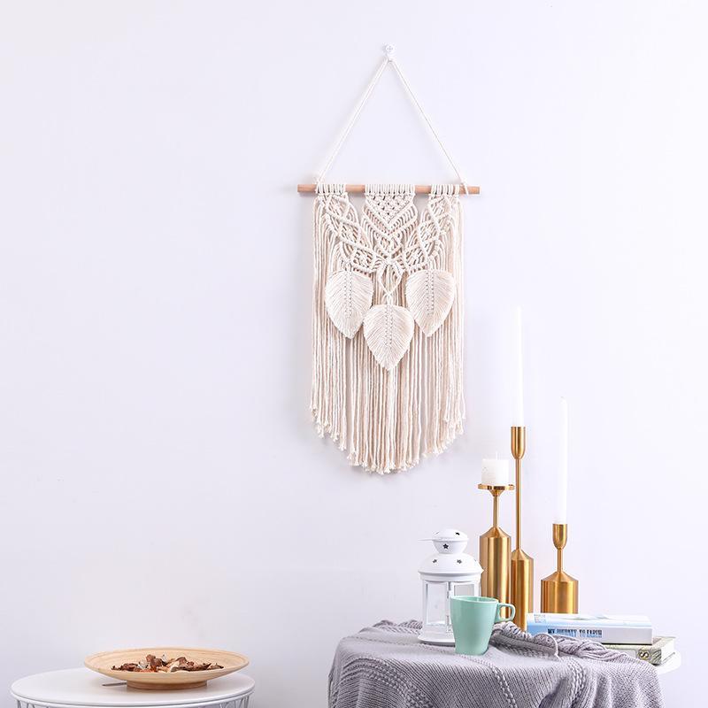 White Handwoven Macrame Wall Hanging with Tassels - Decor Home