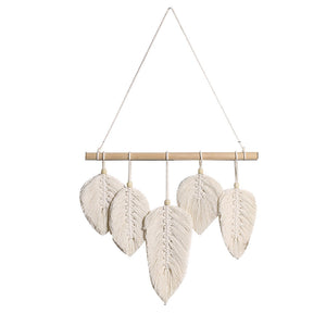 Handwoven Leaf Feather Macrame Wall Hanging