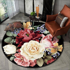 Vibrant Floral Round Rugs