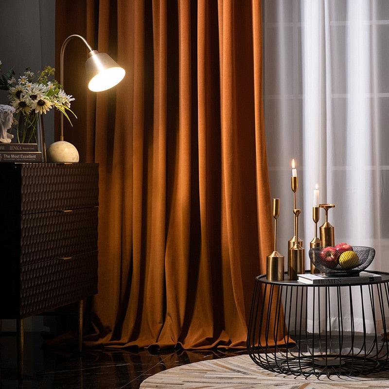 Luxurious Orange Velvet Curtains - Decor Home