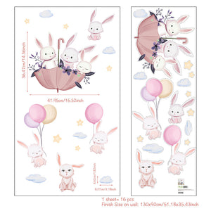 Bunnies On Umbrella Removable Wall Stickers