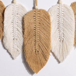Handmade Boho Leaf Feather Macrame Wall Hanging