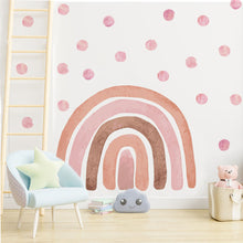 Load image into Gallery viewer, Pink Watercolour Rainbow And Dots Wall Stickers
