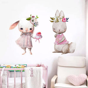 Charming Bunnies Wall Decals For Kid's Room Decoration