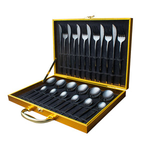 Black Cutlery Set Gift Box (24 Piece)