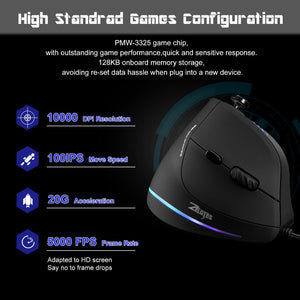 Ergonomic Vertical RGB Lights Gaming Mouse
