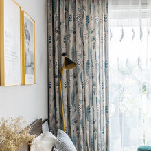 Load image into Gallery viewer, Green Feather Ready Made Curtains
