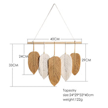 Load image into Gallery viewer, Handmade Boho Leaf Feather Macrame Wall Hanging
