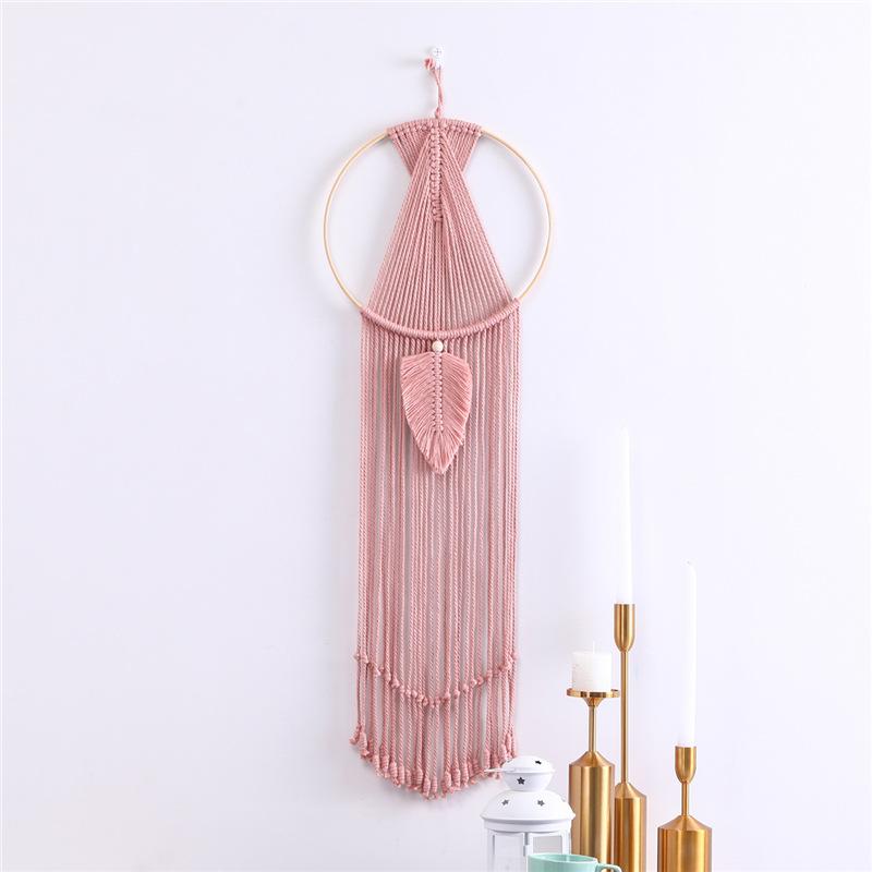 Pink Dream Catcher Wall Hanging Macrame with Tassels