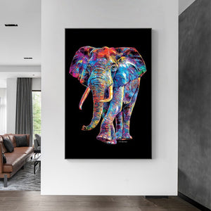 Vivid Abstract Elephant Canvas Print Wall Art
