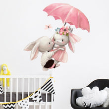 Load image into Gallery viewer, Bunny Lovers Under Umbrella Wall Stickers for Kids
