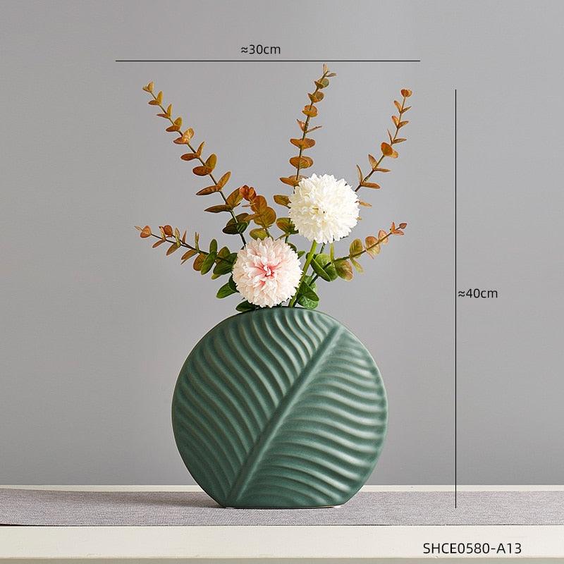 Ceramic Leaf Flower Vases - Decor Home