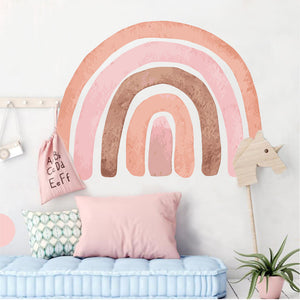 Pink Watercolour Rainbow And Dots Wall Stickers