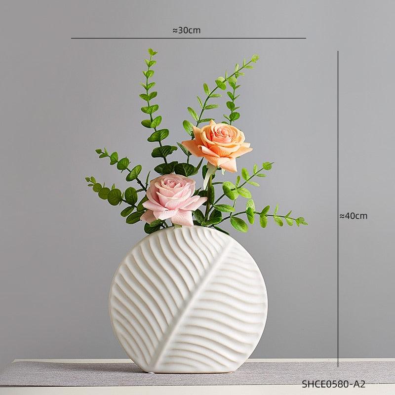 Ceramic Leaf Flower Vases - Decor Home