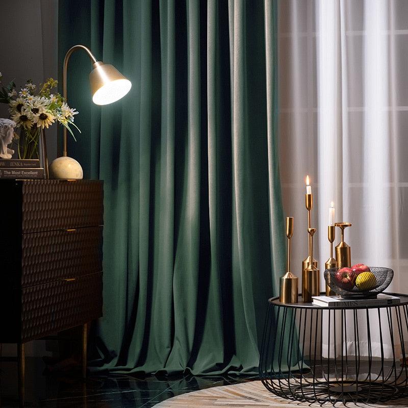 Premium Quality Velvet Curtains - Green - Decor Home