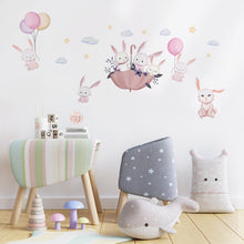 Load image into Gallery viewer, Bunnies On Umbrella Removable Wall Stickers
