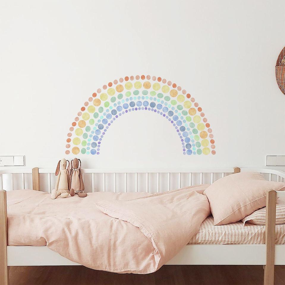 Watercolour Polka Dots Rainbow Wall Stickers - Decor Home