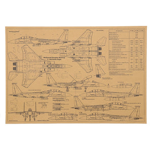 Fighter Jet Series Wall Art Kraft Paper Poster (50x35cm)
