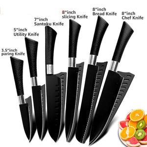 Black Stainless Steel Non Stick Blade Knife Set