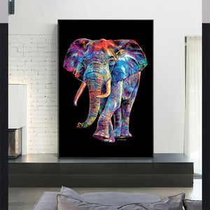 Vivid Abstract Elephant Canvas Print Wall Art