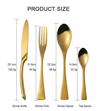 Load image into Gallery viewer, Gold Stainless Steel 16 Piece Cutlery Set
