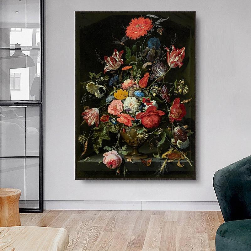 Vintage Flowers Prints On Canvas (70x90cm)