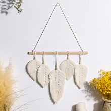 Load image into Gallery viewer, Handwoven Leaf Feather Macrame Wall Hanging
