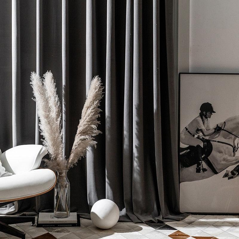 Velvet Gray Curtains for Living Room Bedroom - Decor Home