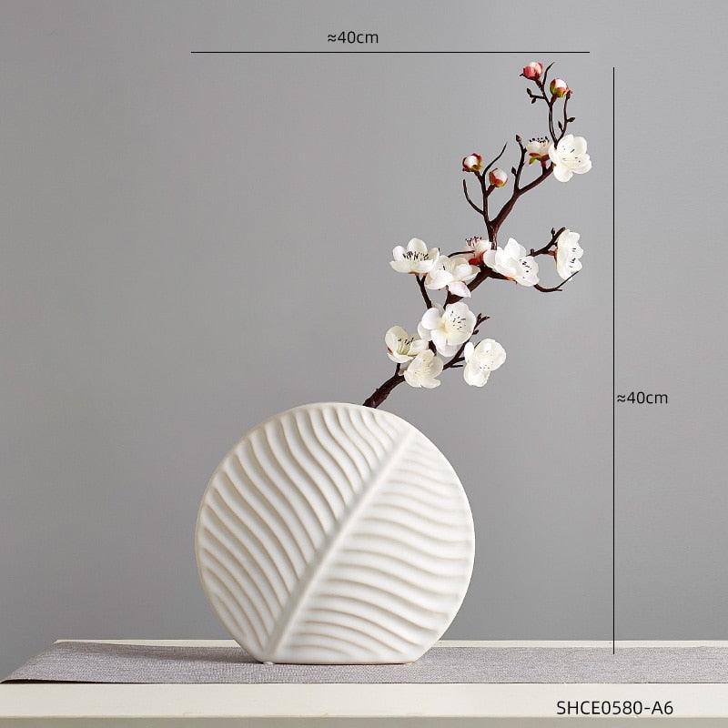 Ceramic Leaf Flower Vases - Decor Home