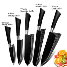 Load image into Gallery viewer, Black Stainless Steel Non Stick Blade Knife Set
