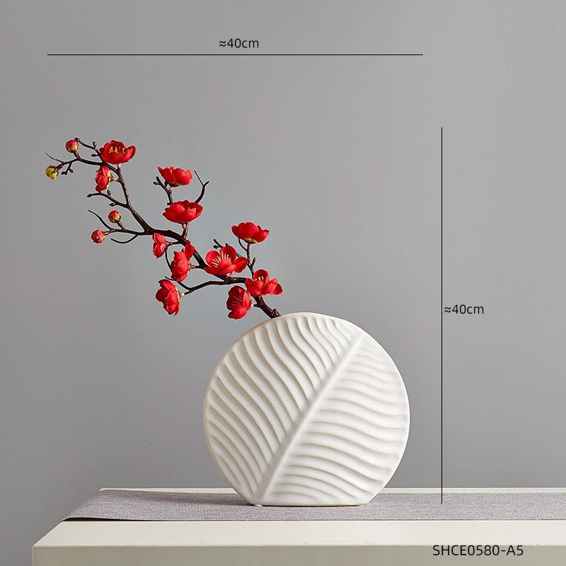 Ceramic Leaf Flower Vases - Decor Home