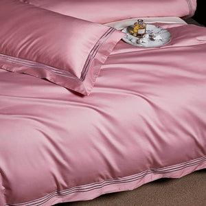 Premium Embroidered Quilt Cover Set - Pink