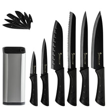 Load image into Gallery viewer, 6 Pcs Black Stainless Steel Kitchen Knife Set With Stainless Steel Block
