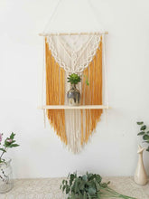 Load image into Gallery viewer, Macrame Plant Hanger Wooden Floating Shelf
