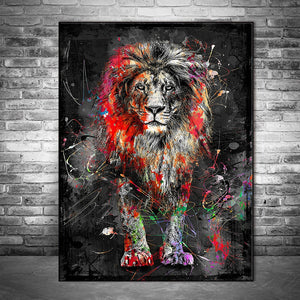Abstract Lion Graffiti Art Canvas Print