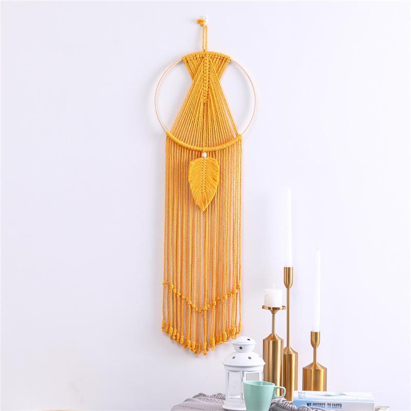Yellow Dream Catcher Wall Hanging Macrame with Tassels - Decor Home
