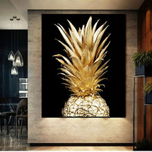 Load image into Gallery viewer, Golden Plant Leaf In Black Wall Art Prints (60x90cm)
