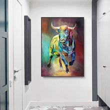Load image into Gallery viewer, Abstract Colorful Bull Canvas Paintings Animal Wall Art Prints Poster Living Room Decorative Paintings On The Wall Home Decor - Fansee Australia
