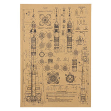Load image into Gallery viewer, Rocket Design Manuscript Kraft Paper Wall Art Print (50x35cm)
