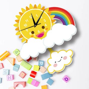 Eco-friendly Sun Rainbow Nursery Wall Clock