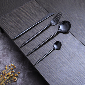 16 Pieces Black Cutlery Set