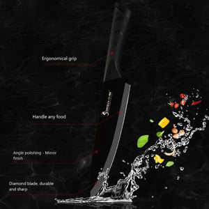 6 Pcs Black Stainless Steel Kitchen Knife Set With Stainless Steel Block