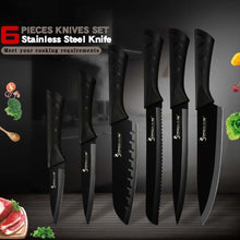 Load image into Gallery viewer, 8 Pcs Black Stainless Steel Kitchen Knife Block Sharpener Set
