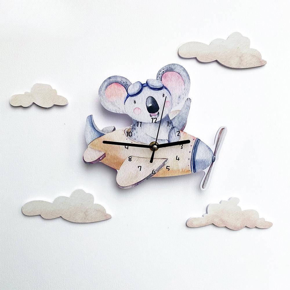 Koala Flying A Plan Nursery Wall Clock - Decor Home
