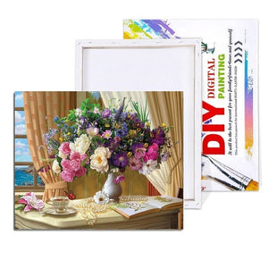 Painting By Numbers Kit - Colourful Flowers Art