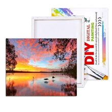 Load image into Gallery viewer, Painting By Numbers Kit - Sunset By The Lake

