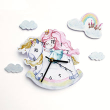 Load image into Gallery viewer, Unicorn and Princess Kids Room Wall Clock
