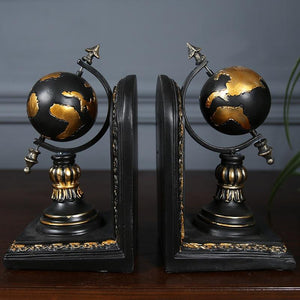 American Globe Bookend Resin Figurines Retro Globe Book Stand Model Miniature Ornaments Creative Handicrafts Household Decor - For Home Decor