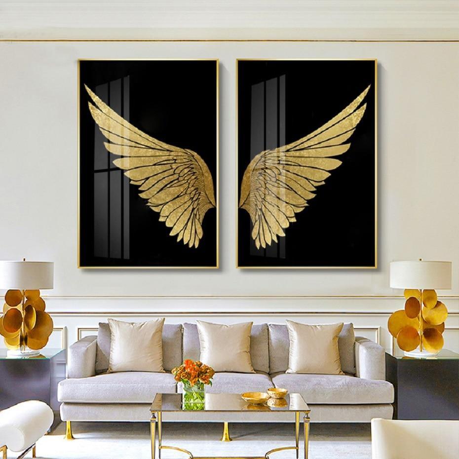 Golden Angel Wings Wall Art Prints (60x90 cm) - Decor Home