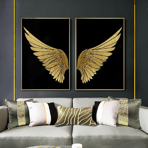Angel Golden Wings Wall Art Prints (60x90 cm) - For Home Decor